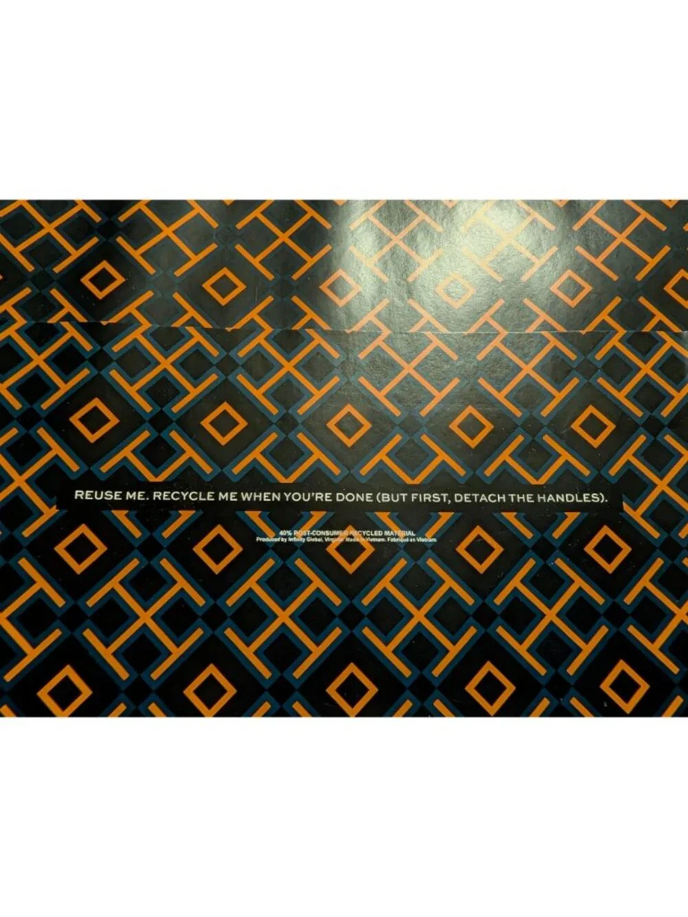 Tory Burch Reusable Paper Shopping Bag With Ribbon Handles - Stylish Geometric D